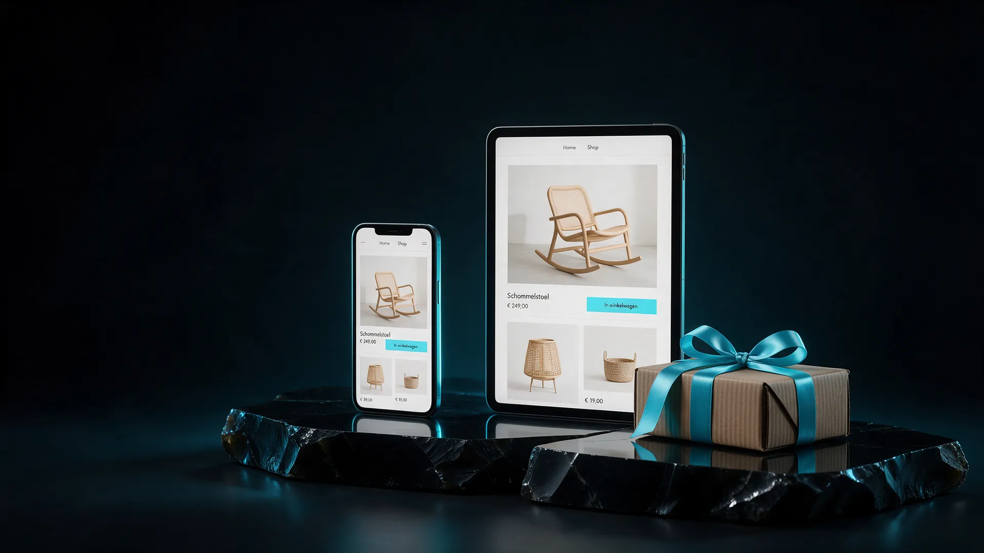 Webshop on tablet and phone